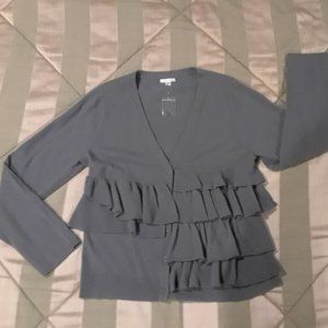 Gray Ruffle Cardigan